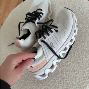 On Running Women's Cream and Black Athletic Shoes